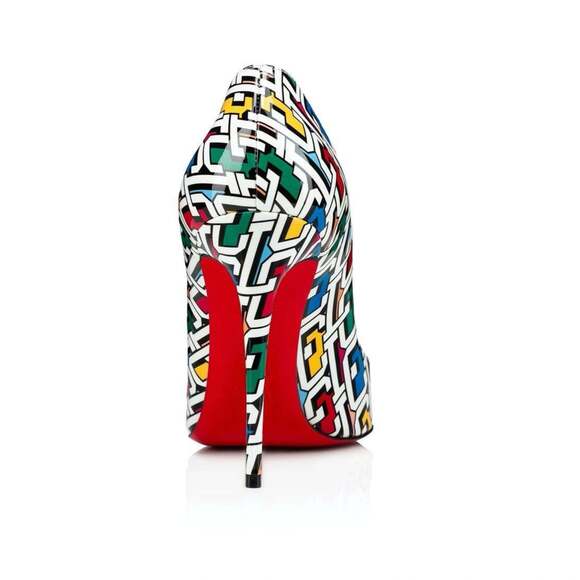 Christian Louboutin Hot Chick 100 Patent CL 3D Black White Red Heel Pump 37.5 - Picture 10 of 12